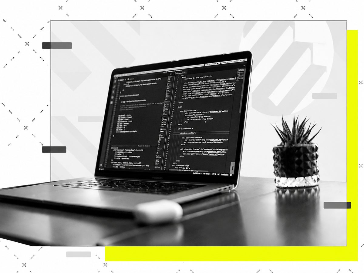 A developer workspace with code on screen